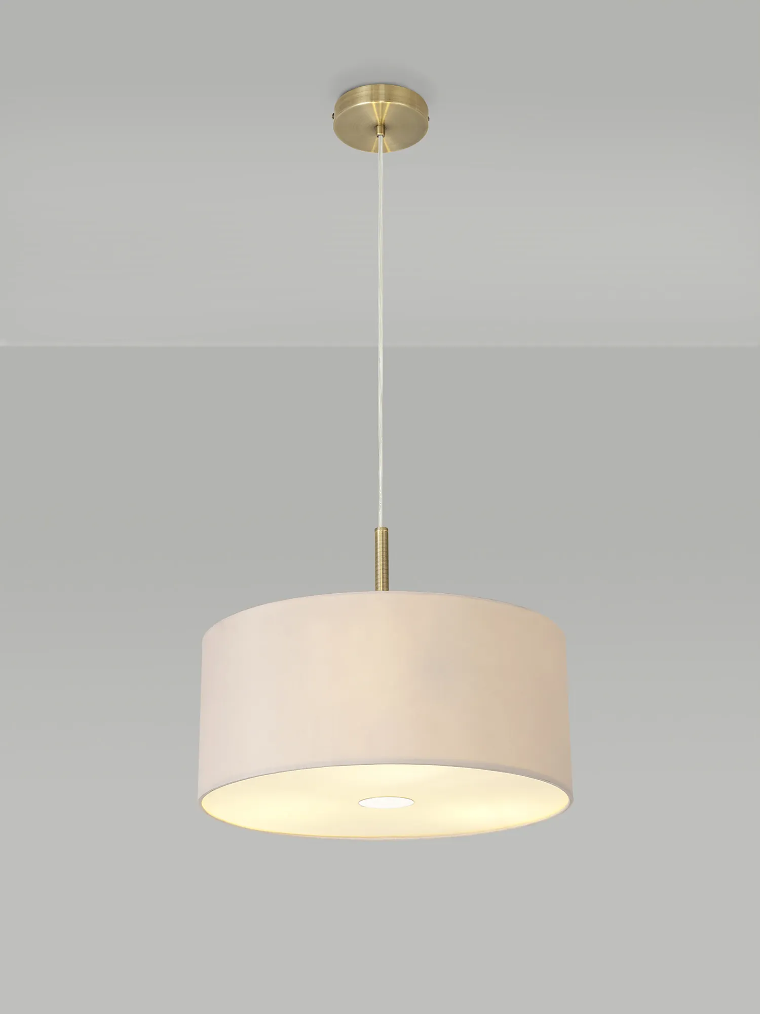 Baymont 40cm 3 Light Pendant Antique Brass, Nude Beige/Moonlight, Frosted Diffuser DK0390  Deco Baymont AB NU